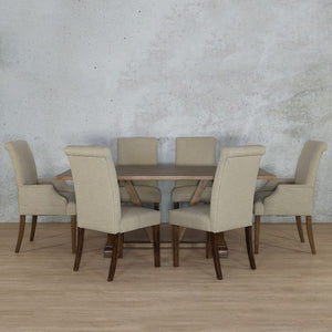 Berkeley Wood Top & Baron 6 Seater Dining Set Dining room set Leather Gallery 