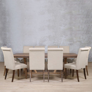 Berkeley Fluted Wood Top & Baron 10 Seater Dining Set Dining room set Leather Gallery 