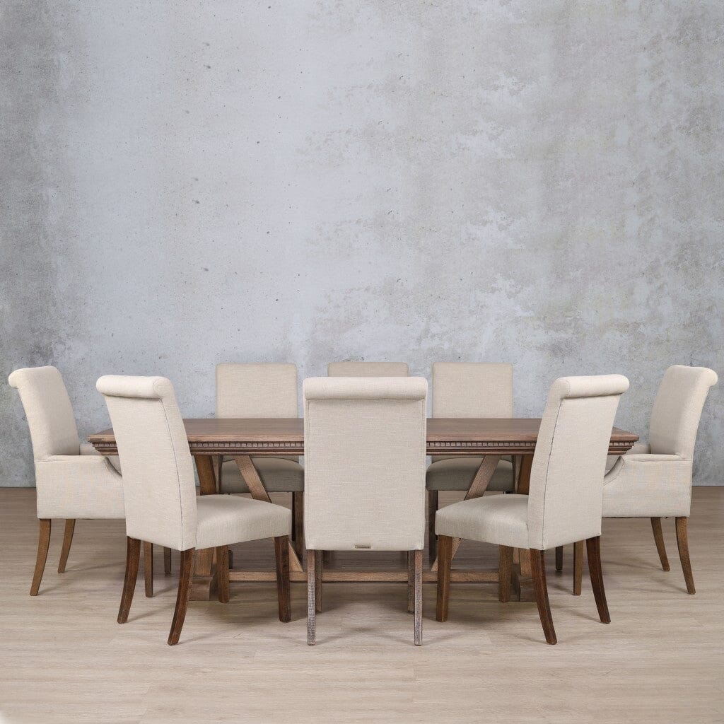 Berkeley Fluted Wood Top & Baron 8 Seater Dining Set Dining room set Leather Gallery 