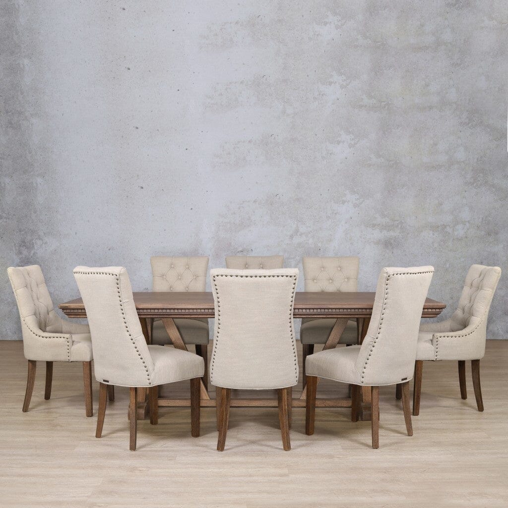 Berkeley Fluted Wood Top & Duchess 8 Seater Dining Set Dining room set Leather Gallery 