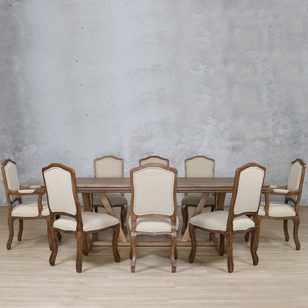 Berkeley Fluted Wood Top & Duke 8 Seater Dining Set Dining room set Leather Gallery 