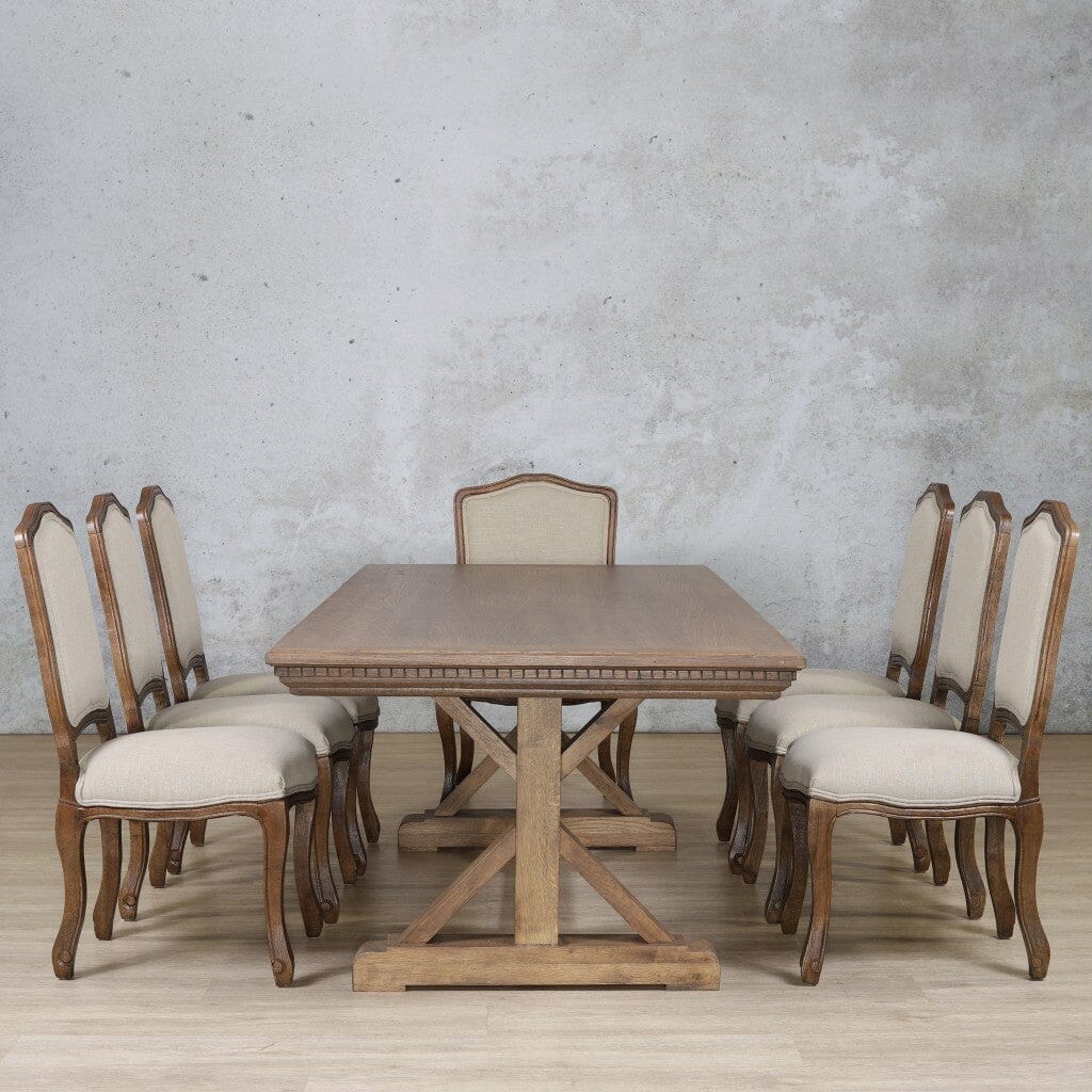 Berkeley Fluted Wood Top & Duke 8 Seater Dining Set Dining room set Leather Gallery 