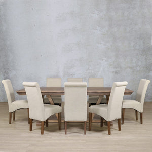 Berkeley Fluted Wood Top & Windsor 8 Seater Dining Set Dining room set Leather Gallery 