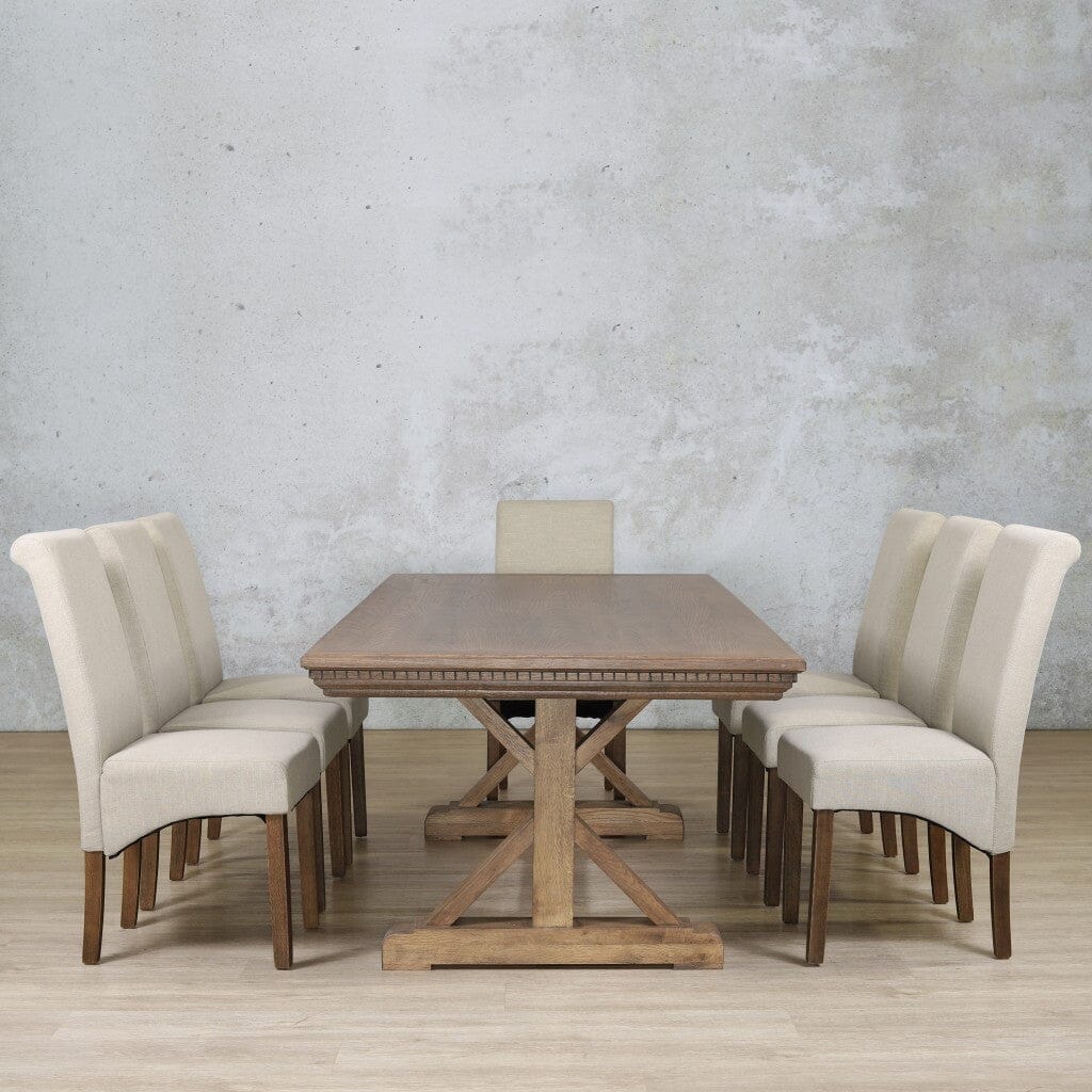 Berkeley Fluted Wood Top & Windsor 8 Seater Dining Set Dining room set Leather Gallery 