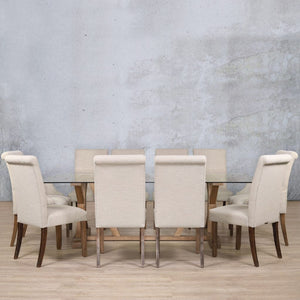 Berkeley Glass Top & Baron 10 Seater Dining Set Dining room set Leather Gallery 