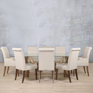 Berkeley Glass Top & Baron 8 Seater Dining Set Dining room set Leather Gallery 