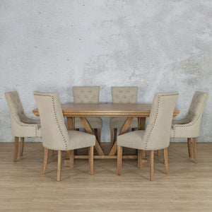 Berkeley Fluted Wood Top & Duchess 6 Seater Dining Set Dining room set Leather Gallery 