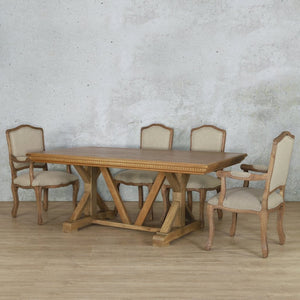 Berkeley Fluted Wood Top & Duke 6 Seater Dining Set Fabric Armchair Leather Gallery 