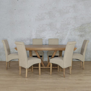 Berkeley Fluted Wood Top & Windsor 6 Seater Dining Set Dining room set Leather Gallery 