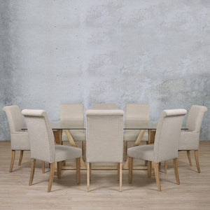Berkeley Glass Top & Baron 8 Seater Dining Set Dining room set Leather Gallery 