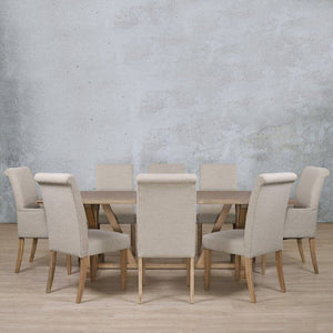 Berkeley Wood Top & Baron 8 Seater Dining Set Dining room set Leather Gallery 