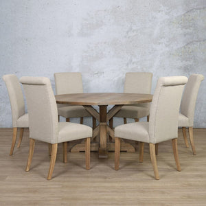 Berkeley Round 1500 6 Seater & Baron Dining Set Dining Table Leather Gallery Antique Natural Oak 1500 Diameter 