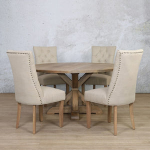 Berkeley Round 1200 4 Seater & Duchess Dining Set Dining Table Leather Gallery Antique Natural Oak 1200 Diameter 