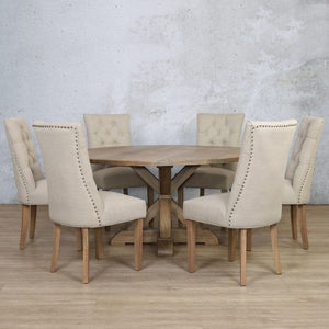 Berkeley Round 1500 6 Seater & Duchess Dining Set Dining Table Leather Gallery Antique Natural Oak 1500 Diameter 