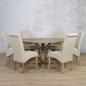 Berkeley Round 1500 6 Seater & Windsor Dining Set Dining Table Leather Gallery Antique Natural Oak 1500 Diameter 