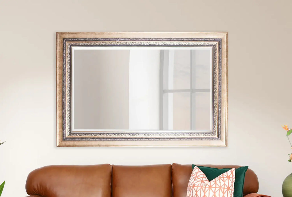 Add a touch of luxury with the Elizabeth Mirror – a large rectangular mirror featuring a stunning bevelled gold border.