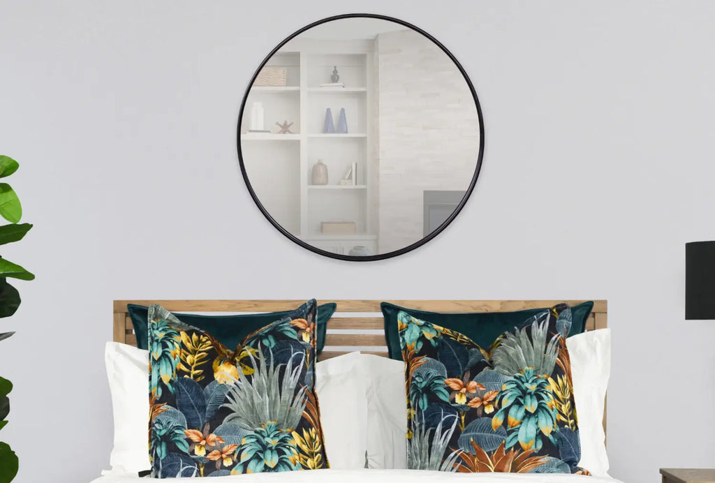 Transform your room with the Fallon Mirror – a bold, large round mirror with a minimalist black frame.