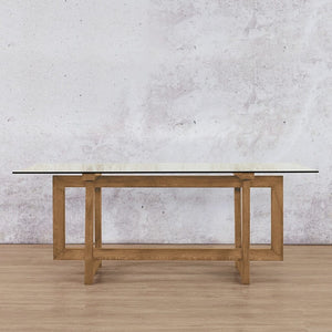 Bolton Glass Dining Table - 2.4M / 8 or 10 Seater Dining Table Leather Gallery Antique Natural Oak 