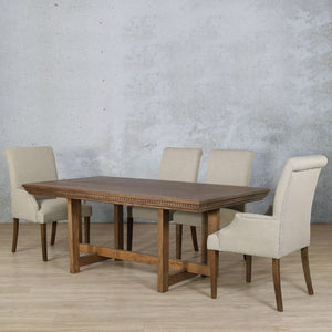 Bolton Fluted Wood Top & Baron 6 Seater Dining Set Dining room set Leather Gallery 