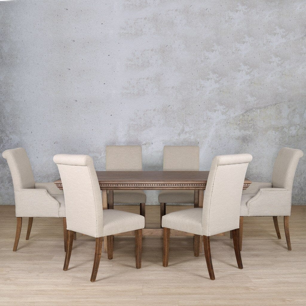 Bolton Fluted Wood Top & Baron 6 Seater Dining Set Dining room set Leather Gallery 