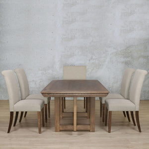 Bolton Fluted Wood Top & Baron 6 Seater Dining Set Dining room set Leather Gallery 
