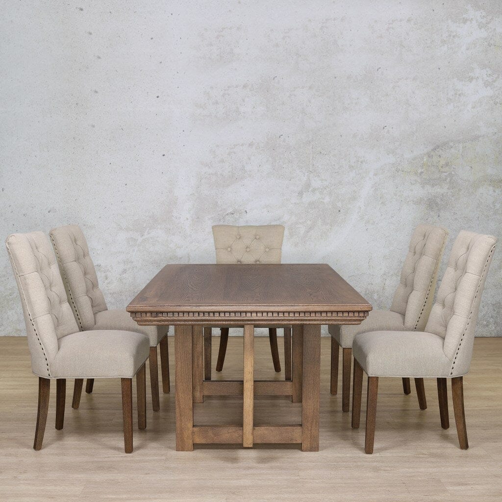 Bolton Fluted Wood Top & Duchess 6 Seater Dining Set Dining room set Leather Gallery 