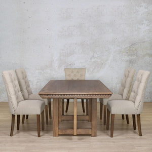 Bolton Fluted Wood Top & Duchess 6 Seater Dining Set Dining room set Leather Gallery 