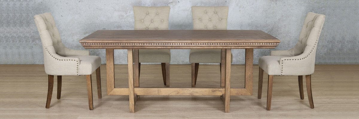 Bolton Fluted Wood Top & Duchess 6 Seater Dining Set Dining room set Leather Gallery 