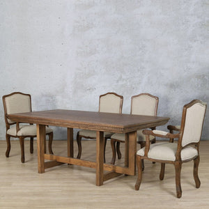 Bolton Fluted Wood Top & Duke 6 Seater Dining Set Dining room set Leather Gallery 