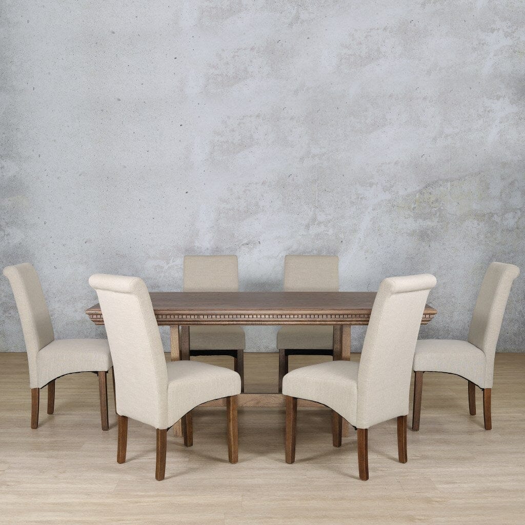 Bolton Fluted Wood Top & Windsor 6 Seater Dining Set Dining room set Leather Gallery 