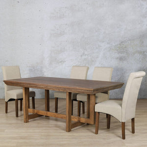 Bolton Fluted Wood Top & Windsor 6 Seater Dining Set Dining room set Leather Gallery 