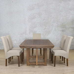 Bolton Fluted Wood Top & Windsor 6 Seater Dining Set Dining room set Leather Gallery 