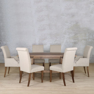 Bolton Wood Top & Baron 6 Seater Dining Set Dining room set Leather Gallery 