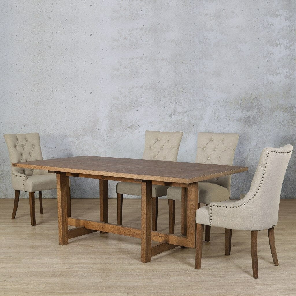 Bolton Wood Top & Duchess 6 Seater Dining Set Dining room set Leather Gallery 