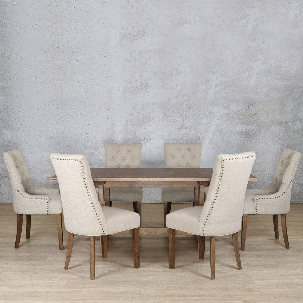 Bolton Wood Top & Duchess 6 Seater Dining Set Dining room set Leather Gallery 