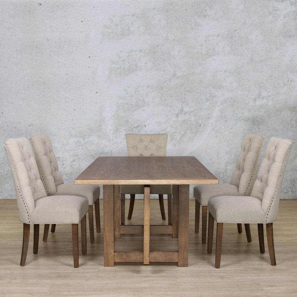 Bolton Wood Top & Duchess 6 Seater Dining Set Dining room set Leather Gallery 