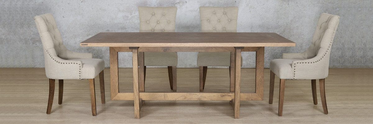 Bolton Wood Top & Duchess 6 Seater Dining Set Dining room set Leather Gallery 