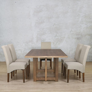 Bolton Wood Top & Windsor 6 Seater Dining Set Dining room set Leather Gallery 