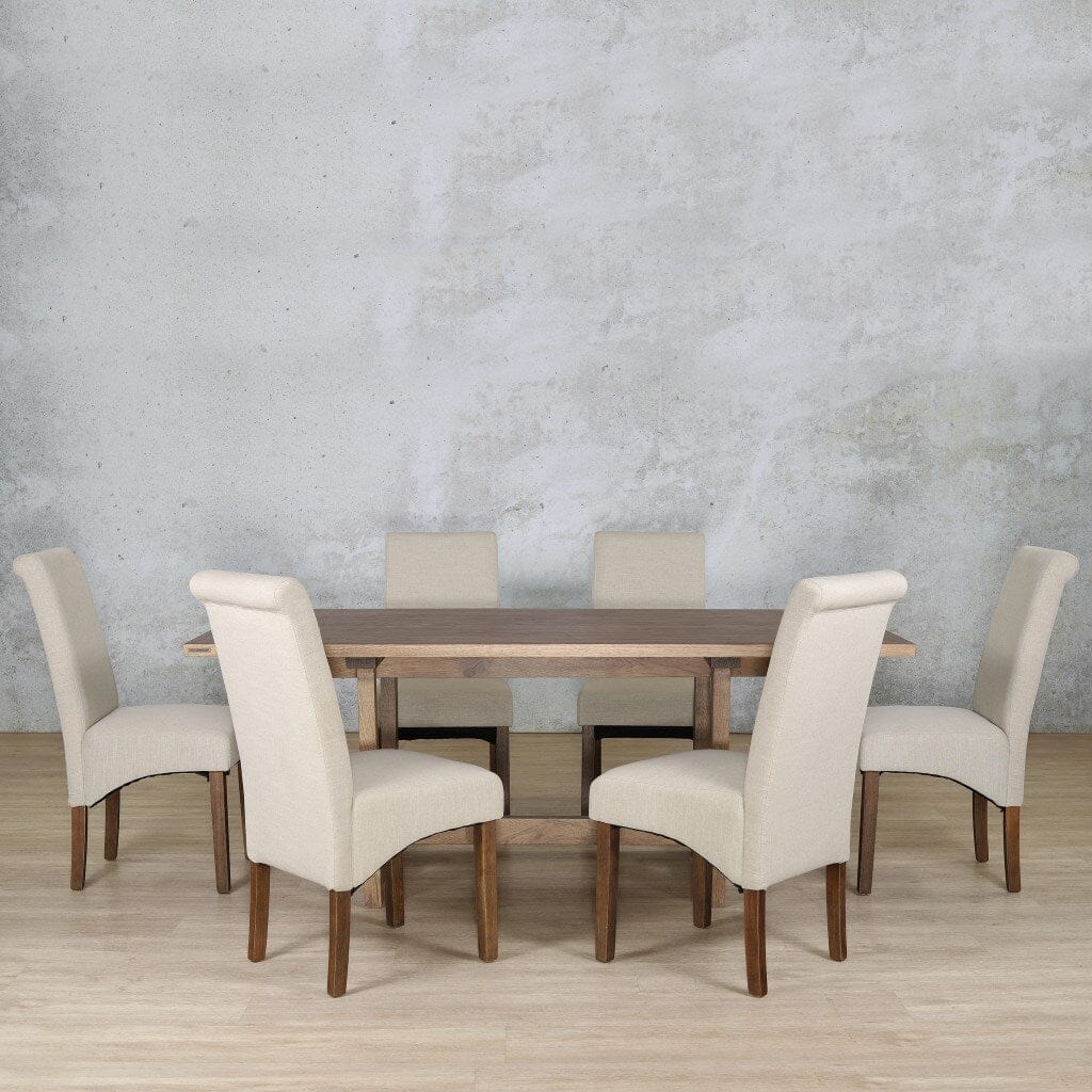 Bolton Wood Top & Windsor 6 Seater Dining Set Dining room set Leather Gallery 