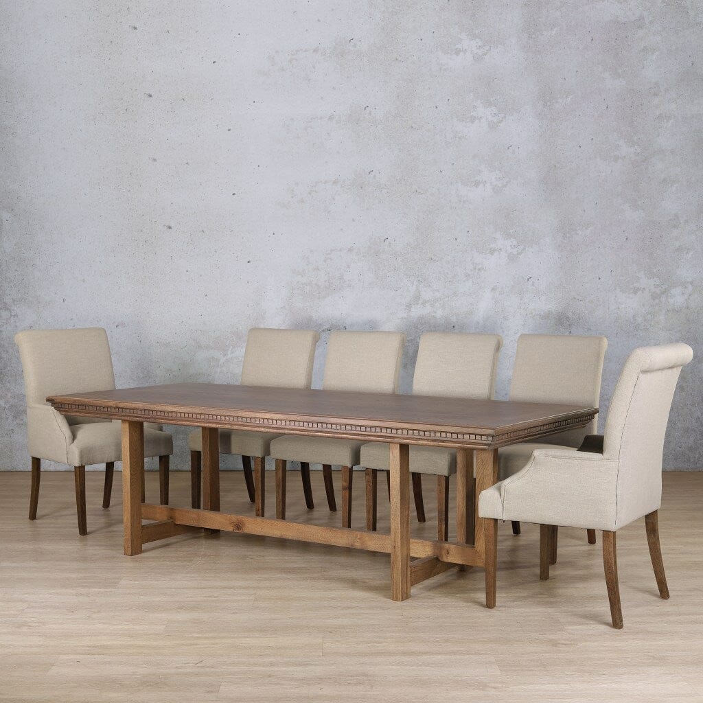 Bolton Fluted Wood Top & Baron 10 Seater Dining Set Dining room set Leather Gallery 