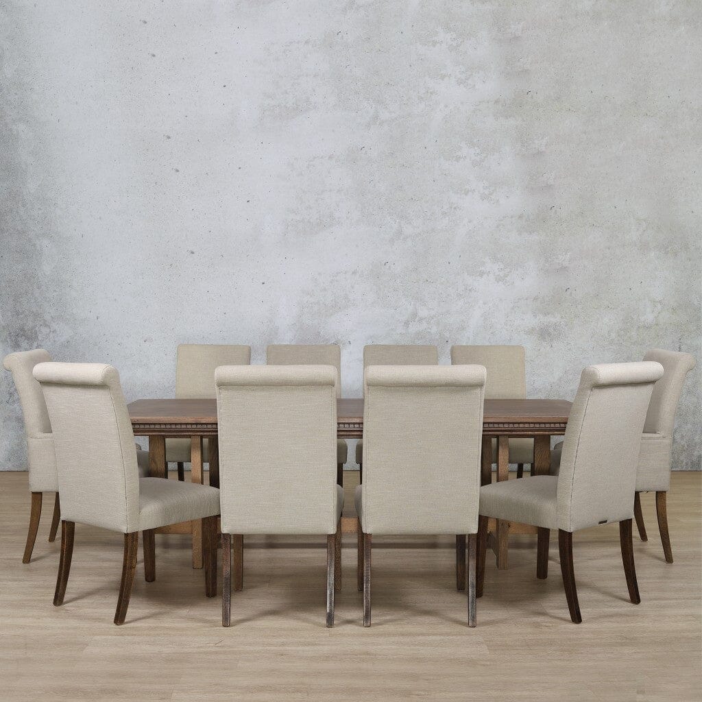 Bolton Fluted Wood Top & Baron 10 Seater Dining Set Dining room set Leather Gallery 