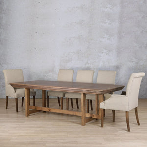 Bolton Fluted Wood Top & Baron 8 Seater Dining Set Dining room set Leather Gallery 