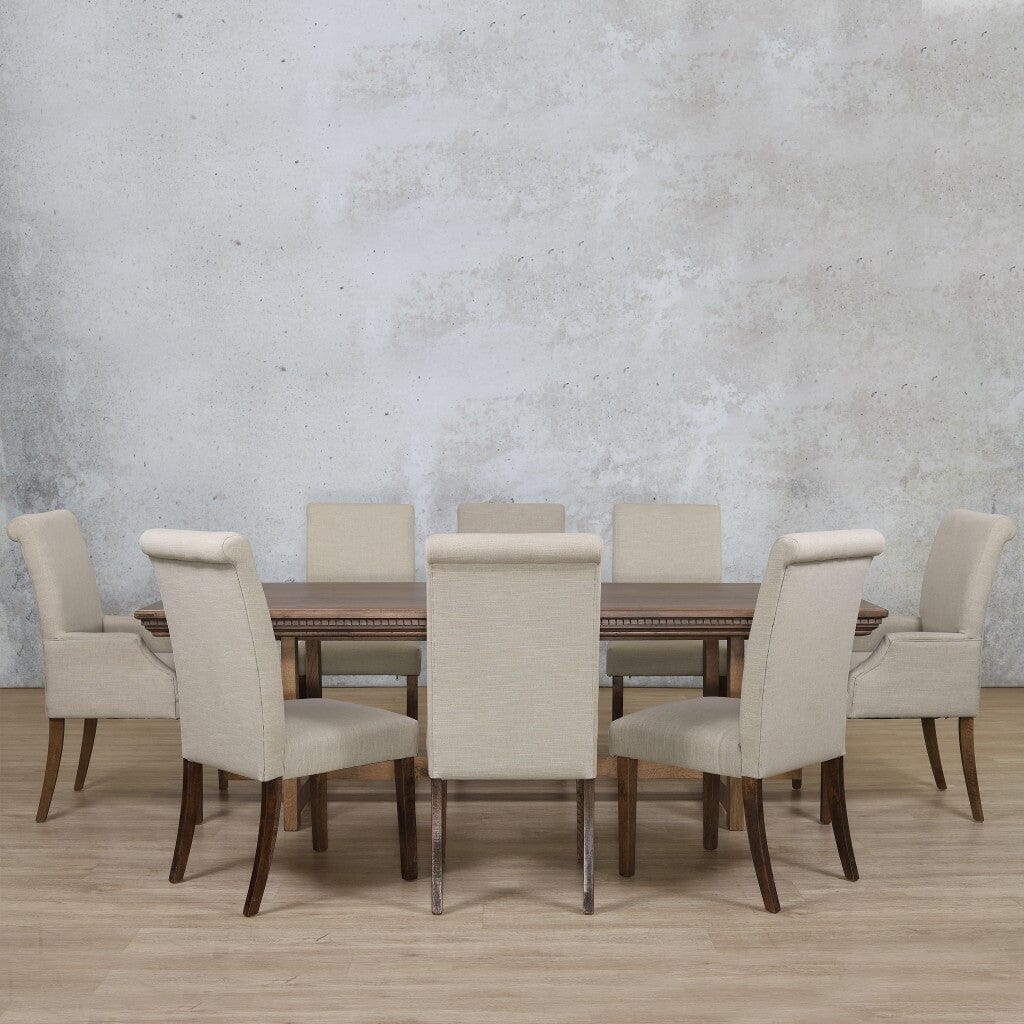 Bolton Fluted Wood Top & Baron 8 Seater Dining Set Dining room set Leather Gallery 