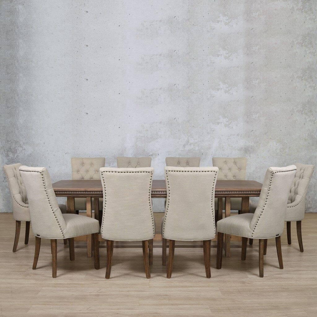 Bolton Fluted Wood & Duchess 10 Seater Dining Set Dining room set Leather Gallery 