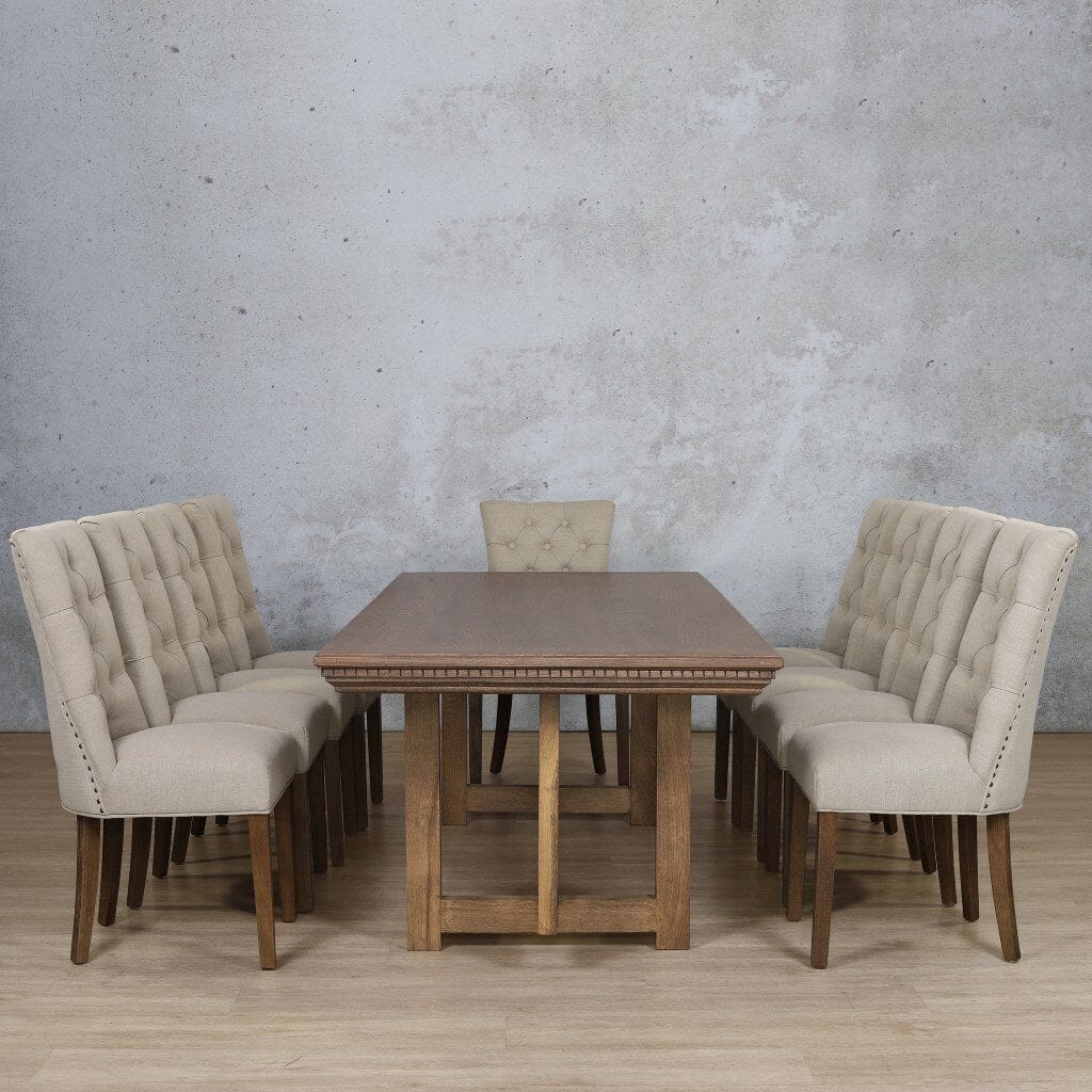 Bolton Fluted Wood & Duchess 10 Seater Dining Set Dining room set Leather Gallery 