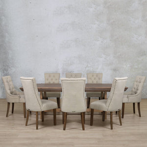 Bolton Fluted Wood Top & Duchess 8 Seater Dining Set Dining room set Leather Gallery 
