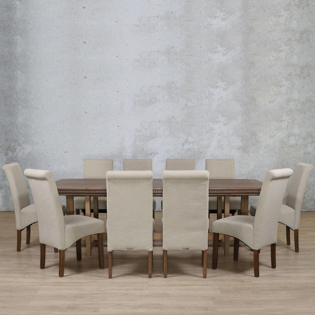 Bolton Fluted Wood Top & Windsor 10 Seater Dining Set Dining room set Leather Gallery 