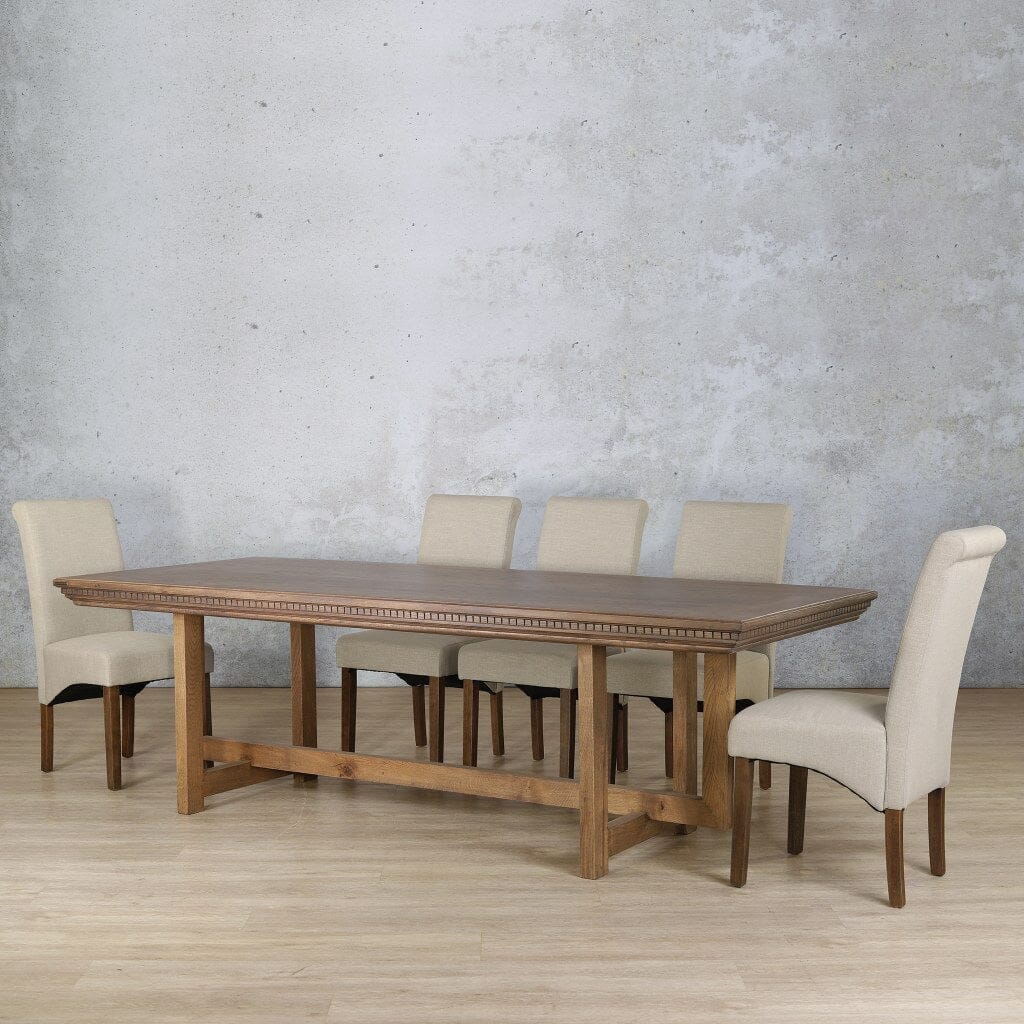 Bolton Fluted Wood Top & Windsor 8 Seater Dining Set Dining room set Leather Gallery 