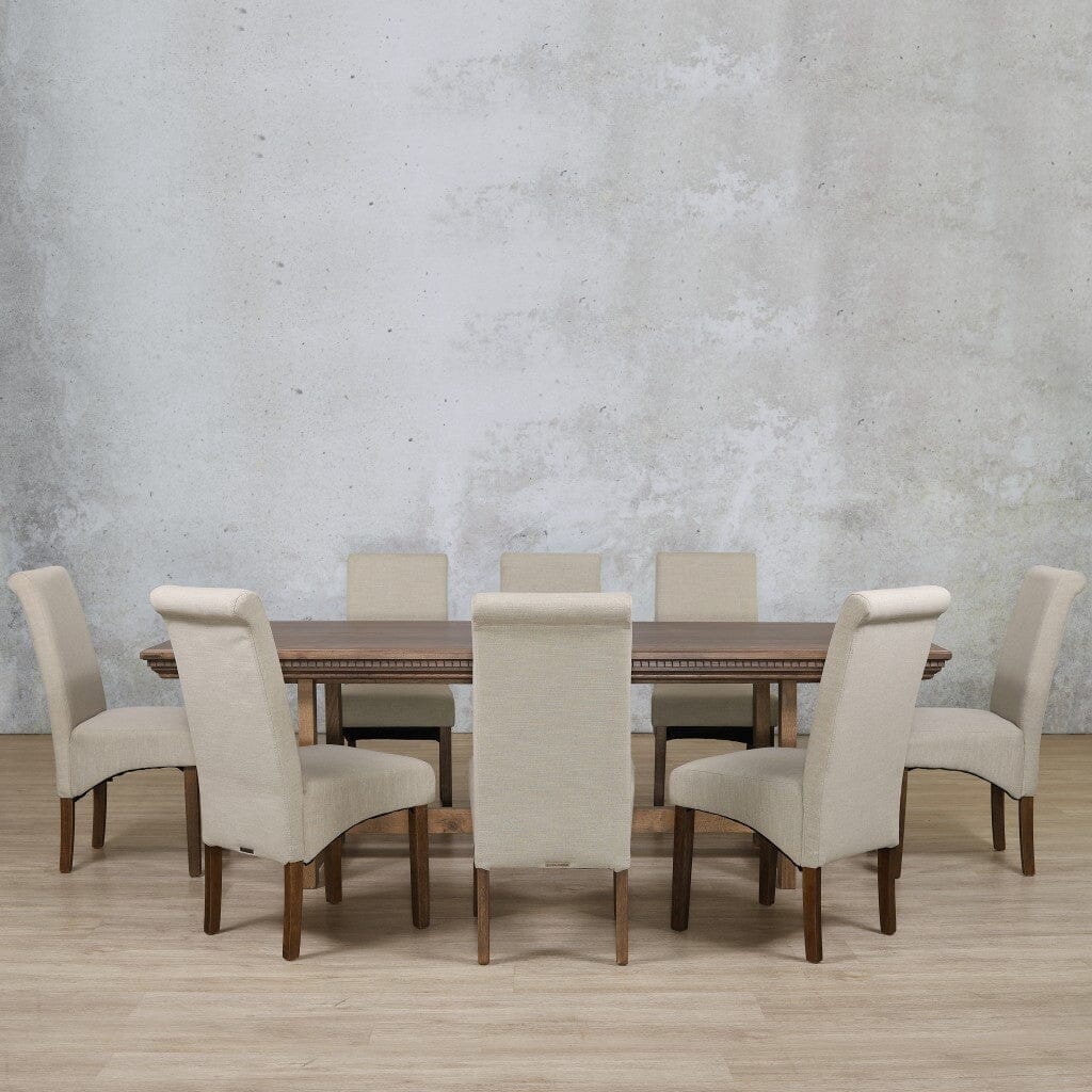 Bolton Fluted Wood Top & Windsor 8 Seater Dining Set Dining room set Leather Gallery 