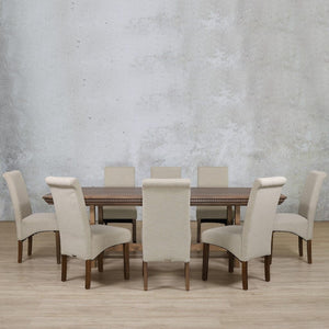 Bolton Fluted Wood Top & Windsor 8 Seater Dining Set Dining room set Leather Gallery 